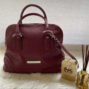 Ivanka Trump Ava Dome Zip Satchel Handbag Burgundy